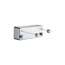 Stendibiancheria retrattile, lunghezza 4,2 m, capacità 20 kg, 2 fili, acciaio inox, alloggiamento in ABS, montaggio a parete, salvaspazio.