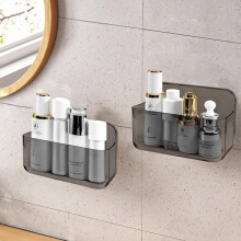 Étagère de salle de bain grande capacité sans perçage, supporte jusqu'à 7,3 kg et est munie de trous de drainage.