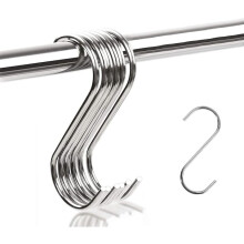 S Hooks for Space Saving Wall Organisation, Sturdy Stainless Steel, No Drilling Required