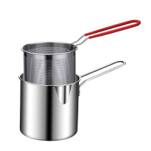Mini Fryer Pot with Built-in Strainer, 304 Stainless Steel, Oil Saving & Splash Prevention