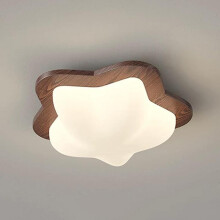 Plafonnier LED encastré pour chambre d'enfant, finition bois moderne avec variateur, forme d'étoile, design enfantin, 12 W, style minimaliste.