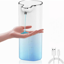 Dispensador automático de jabón sin contacto, gran capacidad de 400 ml con carga rápida USB-C y batería de 1 mes de duración.
