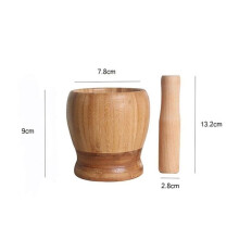 Zonder deksel. Multifunctionele houten knoflookpers, stamper en vijzelset, handmatig, voor specerijen.