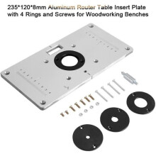 235*120*8mm aluminium freestafel inzetplaat met 4 ringen en schroeven voor houtbewerkingsbanken