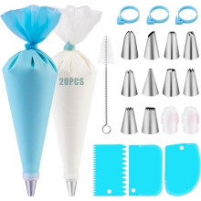 Kit per sac à poche con 10 beccucci in acciaio inox, silicone alimentare, lavabile in lavastoviglie, ideale per principianti.