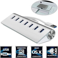7-poorts USB 3.0-hub voor iMac, MacBook, MacBook Air, MacBook Pro, Mac Mini, pc's en laptops