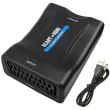 SCART naar HDMI-converteradapter, SCART naar HDMI-video- en audioadapter met 1080p HD-ondersteuning (PAL, NTSC, SECAM) voor PS4, PS3 en