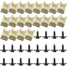 40-delige U-clip- en schroevenset, universeel metaal, schroeven en moeren, kooi-U-clip voor auto's, U-moeren, schroeven voor autodeurpanelen