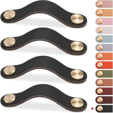 stuks leren meubelgrepen (zwart, 96 mm), kastdeurknoppen, leren ladeknoppen, vintage meubelgrepen voor kasten