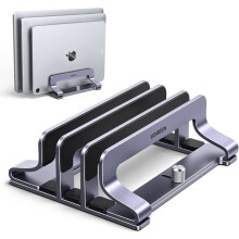 3-in-1 verticale laptopstandaard met drie sleuven, verstelbare laptophouder voor op het bureau, compatibel met