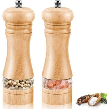 Peper- en zoutmolens, houten zout- en peperstrooiers, verstelbaar met keramische kruidenmolen, klassieke pepermolen, set van 2