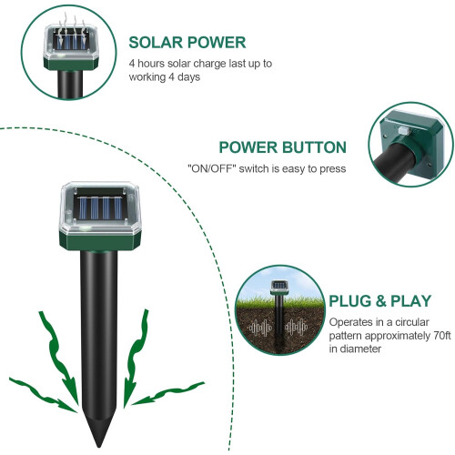 8 Pack Solar Powered Snake Repellent for Outdoors 2