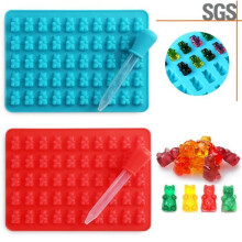2x 50-vaks fruit- en snoepvorm, siliconen vorm voor chocolade en berentaart, rood+blauw
