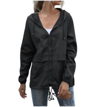 Winddichte en waterdichte damesjas met capuchon - ALLOWITH - SKY - Zwart - Comfortabel en stijlvol