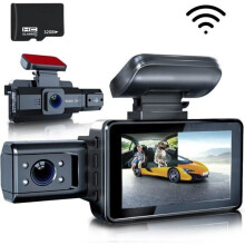 JINZDASU WiFi autocamera - Dashcam met dubbele camera (1080p + 480p), inclusief 32GB geheugenkaart, WDR, loopopname en tot 128GB geheugen.