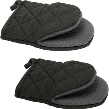 Set van 2 neopreen ovenhandschoenen, hittebestendige antislip ovenhandschoenen voor koken en grillen (zwart)