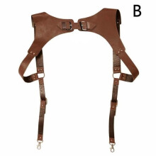 Bretels, vintage leren riemen voor heren, punkharnas, borst- en schouderriem, accessoires - bruin type