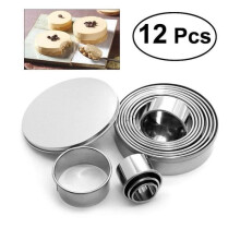12 ronde roestvrijstalen koekjesvormen voor koekjes, fondant, donuts, gebak, muffins en taarten.
