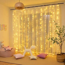 300 LED-lichtsnoeren voor gordijnen, 3m x 3m, 8 standen, decoratie voor Kerstmis, bruiloft, verjaardag, raam, huis
