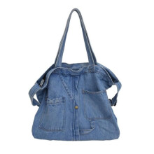 Dames denim schoudertas, casual crossbodytas voor school, kantoor en reizen, blauw