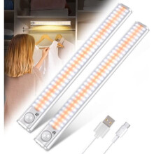 120 LED-kastverlichting, draadloos, magnetisch, USB-oplaadbaar, draagbaar, automatische dimfunctie (2 stuks)