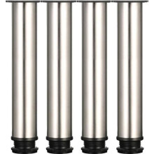 Set van 4 roestvrijstalen meubelpoten Ø50 mm x 300 mm, in hoogte verstelbaar, voor banken, tafels en kasten.