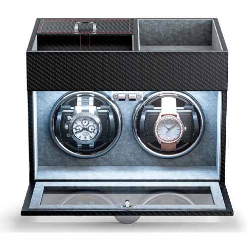 Watch Winders for 2 Watches with Storage Box