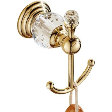 Gouden kapstok met 2 haken, kristallen handdoekrek, wandhaak voor kleding, badkameraccessoires