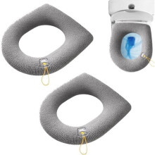 2-delig toiletbrilkussen, warme stoffen toiletbrilhoes, wasbaar met gesp