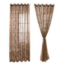 2 stuks bruine transparante gordijnen van 100x250 cm met bladmotief. Elegante decoratie voor woonkamer, slaapkamer en eetkamer.