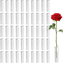 100 herbruikbare plastic waterbuisjes voor bloemen met siliconen stoppers, 10 ml - HUAHAODA
