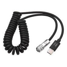 USB-C-voedingskabel compatibel met Blackmagic Pocket Cinema Camera BMPCC 4K 6K, 1 meter spiraalkabel met 12V PD-ingang voor video-opname