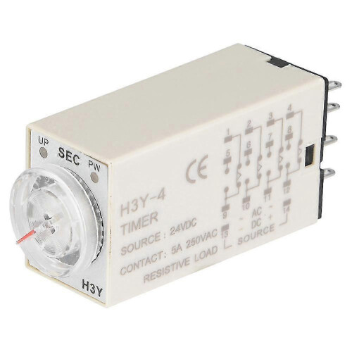 H3Y-4 Time Relay Pointer Control Delay Timer Switch 14-Pin 24VDC 60S 5A Sealed for Automatic Control Remote Control Communication Mechatronics