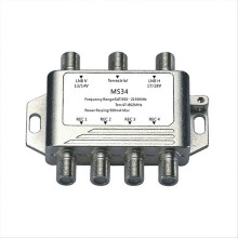 Splitter TV Satellitare 3 Ingressi 4 Uscite, Lega di Zinco, 2 Satelliti 1 Antenna FM, 4 Uscite Indipendenti Senza Interferenze