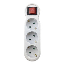 3 Way Socket Adapter with Switch, Round 3 Gang Multi Power Socket, Flame Retardant PP, 140g, 17.9 x 5 x 8.5 cm