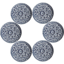 Keramik-Schrankknöpfe, blau, 6er-Pack, 3,5 x 3,5 x 3 cm, rostbeständig, für Schubladen, Kommoden, Schränke und Küchenschranktüren