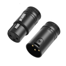 Connettore XLR Maschio Femmina a 3 Pin 90 Angolo Rettoregolabile con Uscita Laterale da 6 mm per Cavi Microfonici e DMX