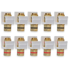 Keystone-Buchse Bananenstecker kompatibel mit Standard-Wandplatten, vergoldet, rot-schwarzer Ring, 10er Pack