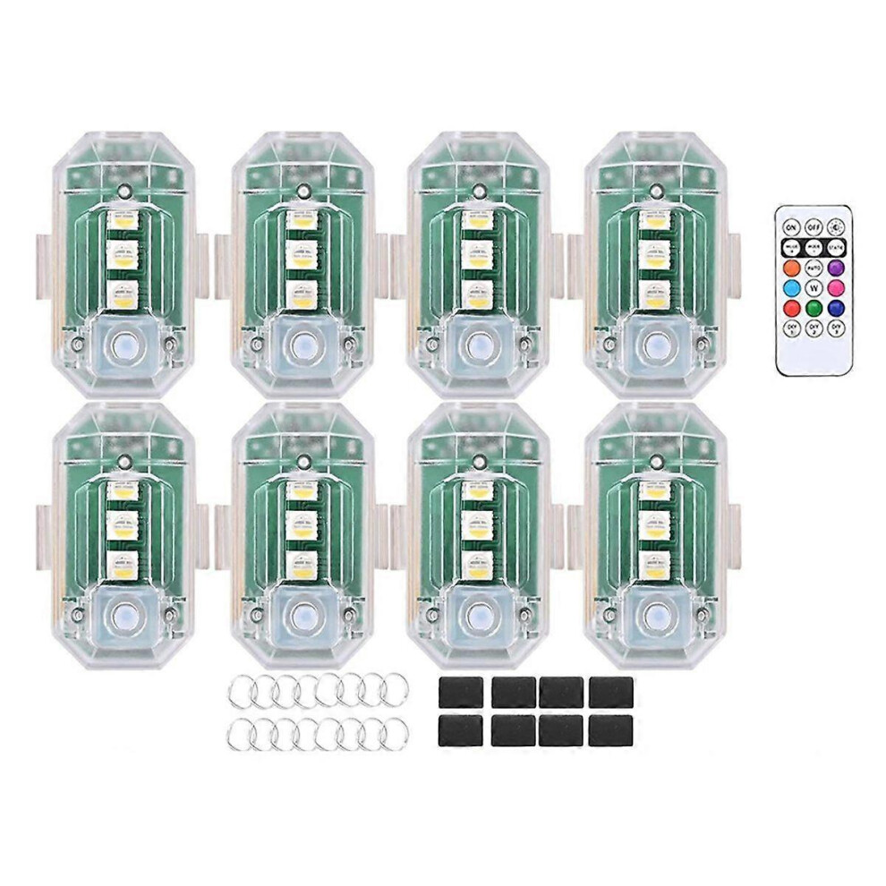 8Pcs Wireless Led Strobe Lights With Remote Control 350Mah Usb-C Rechargeable 8-Colour Ip65 Waterproof For Cars Bikes 6966168172048