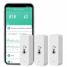 Wifi-temperatuur- en vochtigheidssensor met app, compatibel met Alexa en Google Home voor binnen