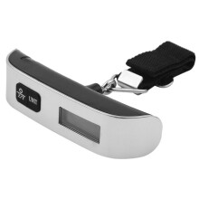 Draagbare digitale bagageweegschaal met LCD-display voor het wegen van koffers, maximaal 50 kg, batterij-indicator.