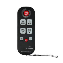 Universal TV Remote Control Big Buttons Waterproof Black ABS for Seniors Compatible with All TV Models Learning Function
