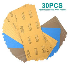 Sanding Paper 30-Pack 3.6x9 Inch Assorted Grits 2500 3000 5000 7000 10000 for Furniture Stone Glass