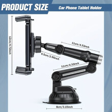 Adjustable Car Holder Compatible with Mobile Phones, 360 Rotation with Strong Suction Base and Anti-Slip Silicone
