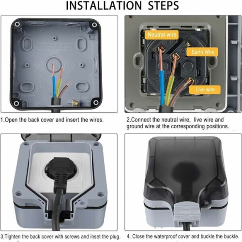 IP66 Electrical Switch Compatible with DE Socket, 10-16A 250V, 50 MOhm Insulation Resistance