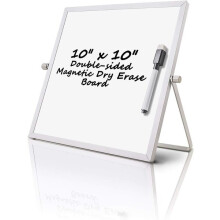 Double Sided Magnetic Whiteboard 25 cm Square with Non-Scratch Aluminium Frame