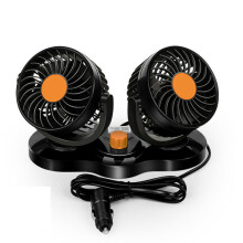 Ventilatore di raffreddamento per auto e camper, doppia testa, 2 velocità, 12V/24V, circolazione dell'aria regolabile a 360 gradi.