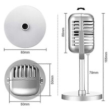 Microfono retrò di scena, leggero (55 g), design vintage portatile per esposizione su tavolo.