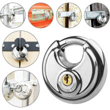 Stainless Steel Round Padlocks Set of 4, 70mm with Chrome-Plated Shackles, Assorted Keyed