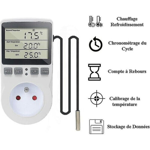 Digital Temperature Controller Plug-in with Timer, Cycle Timer and Countdown for Heating Mats, Fermentation, Vivarium